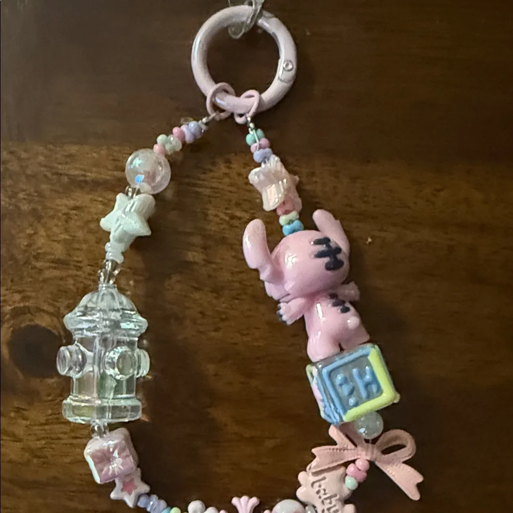 Pastel Beaded keychain with Character Charm‎